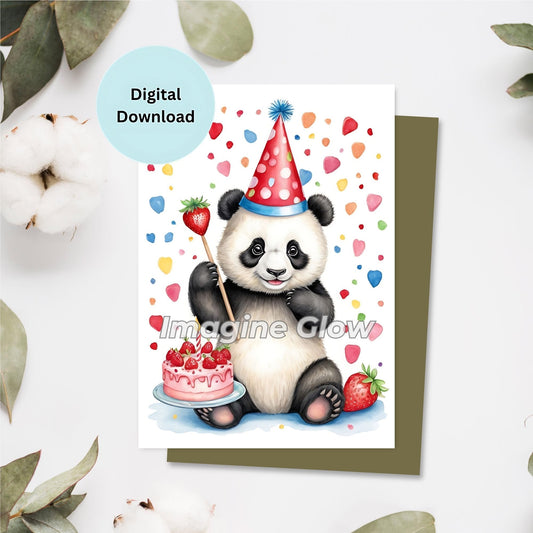 Panda Birthday Card - Printable Animal Greeting Card for Animal Lovers