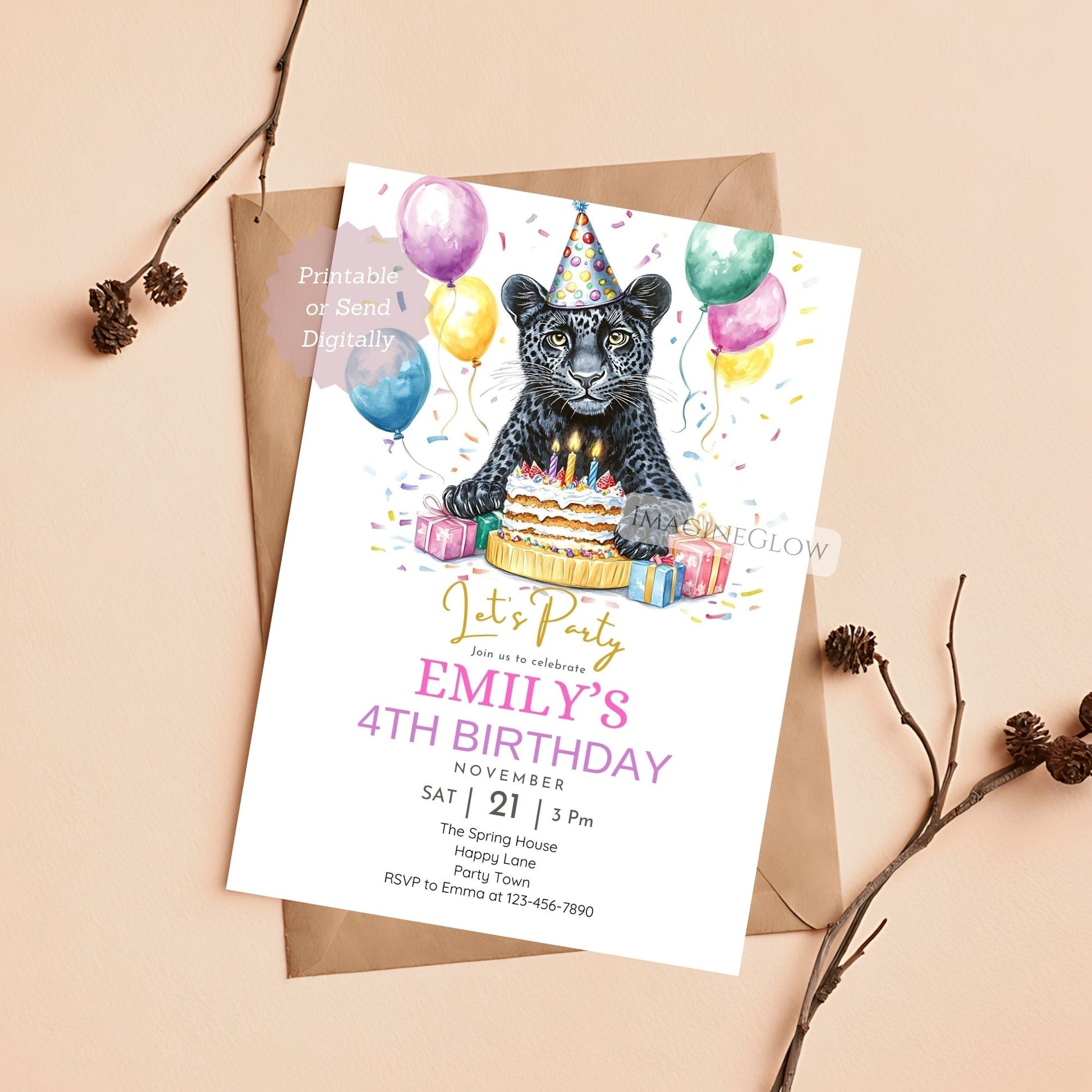 Black panther birthday invitation for kids

