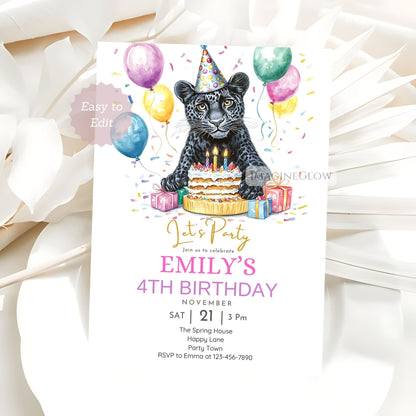Panther cub birthday invitation template
Wild one themed party invitation

