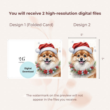 Cute Pomeranian Dog Christmas Card Printable