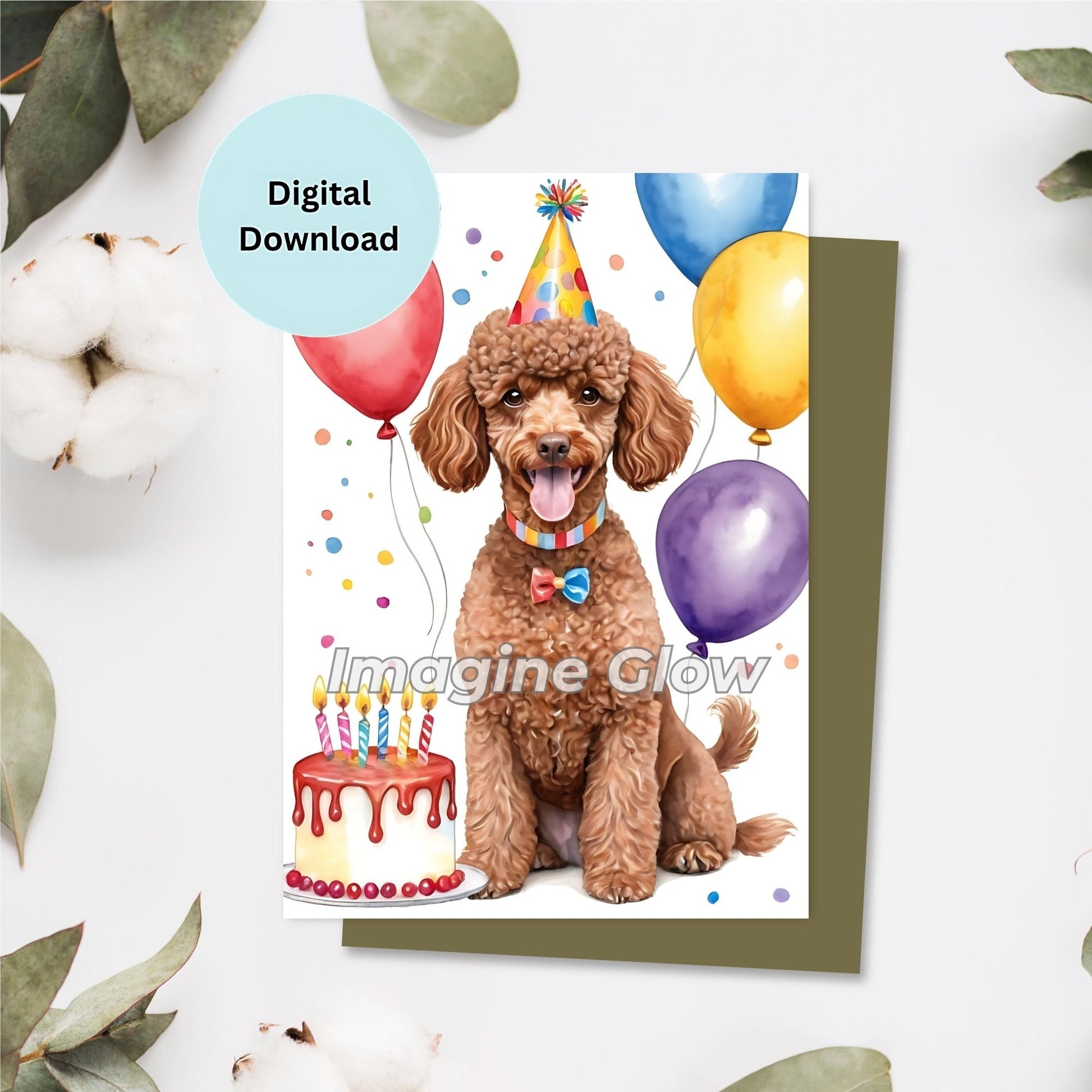 Poodle Dog Birthday Card - Printable Pet Greeting Card for Dog Lovers