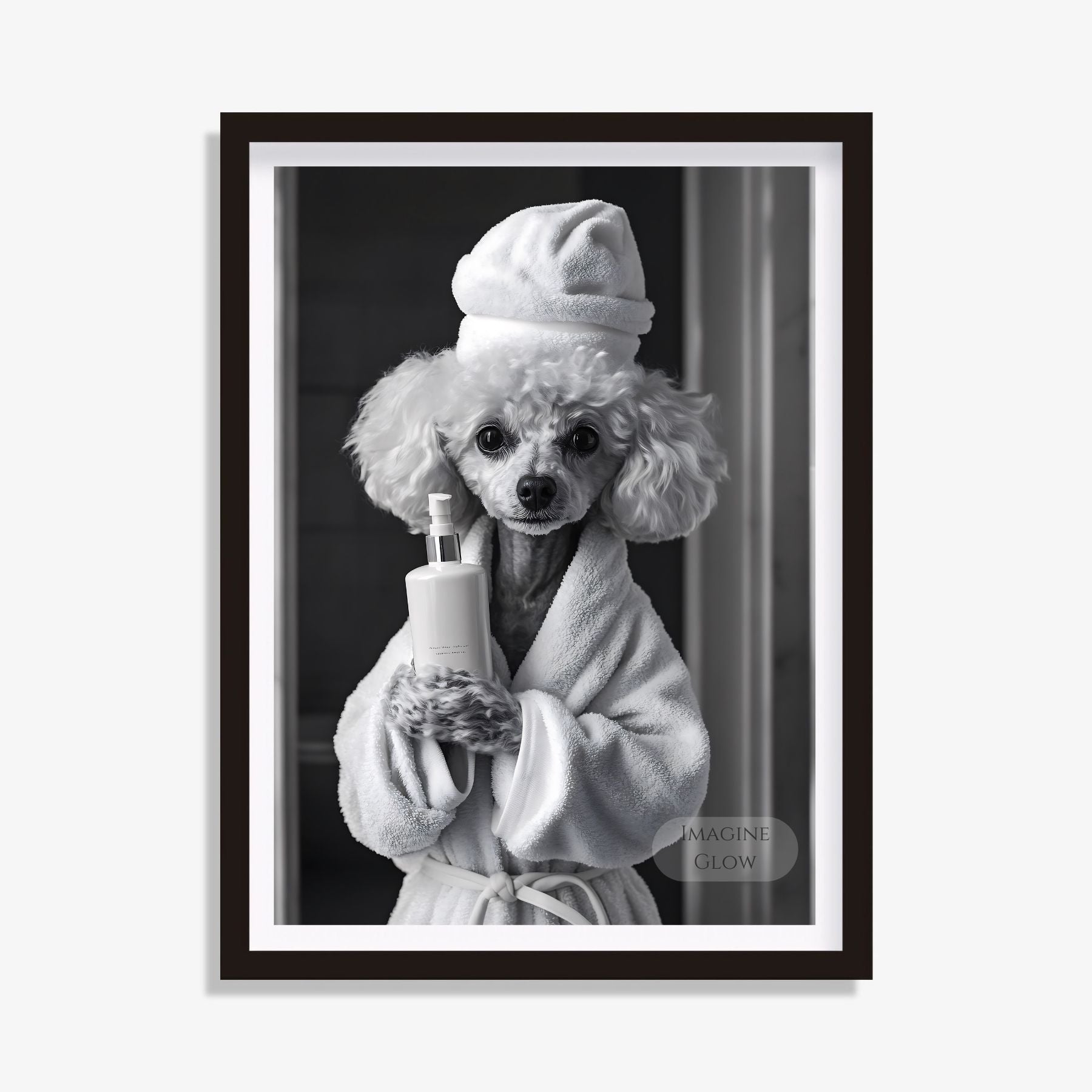 Poodle dog bathtub art print for fun bathroom vibes