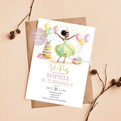 Tiana party invite for girls
