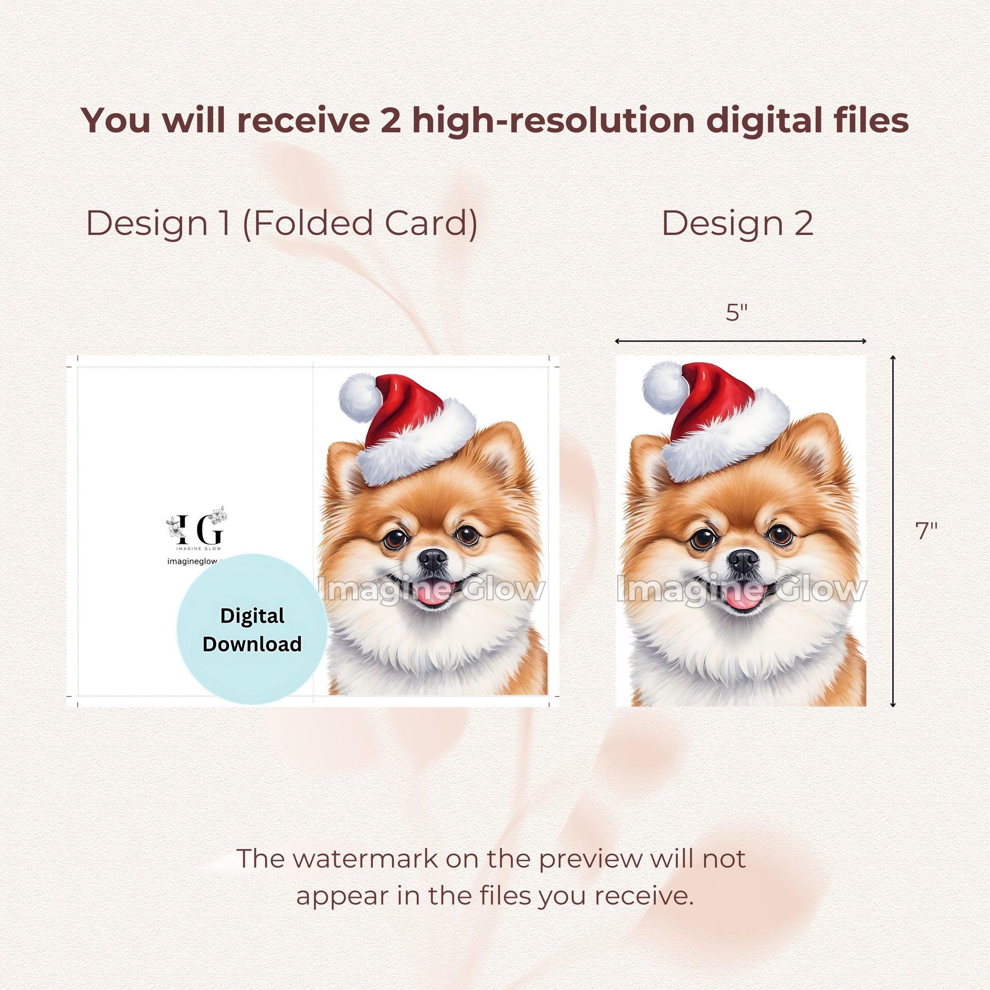 Printable Dog-Themed Christmas Card with Pomeranian