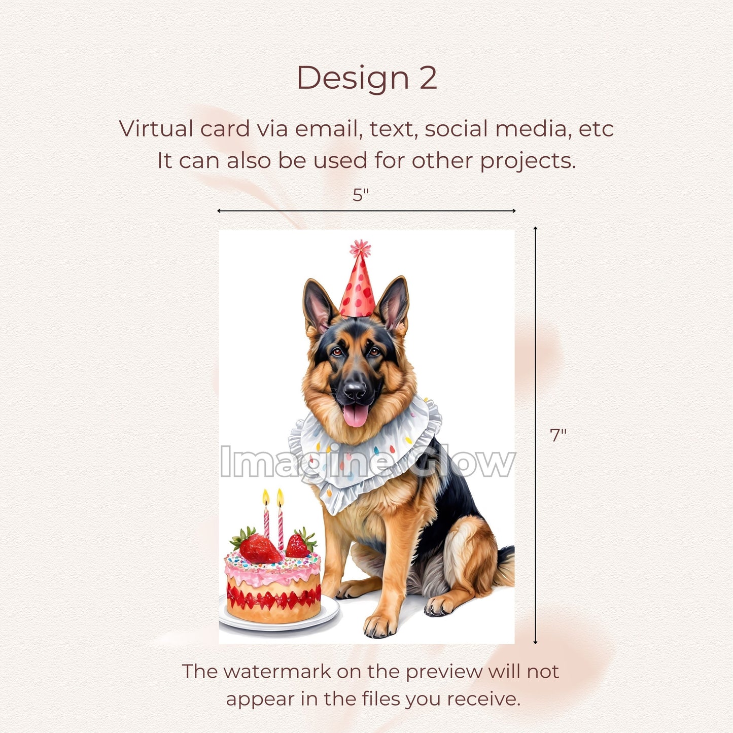 Printable German Shepherd birthday card for dog lovers.
