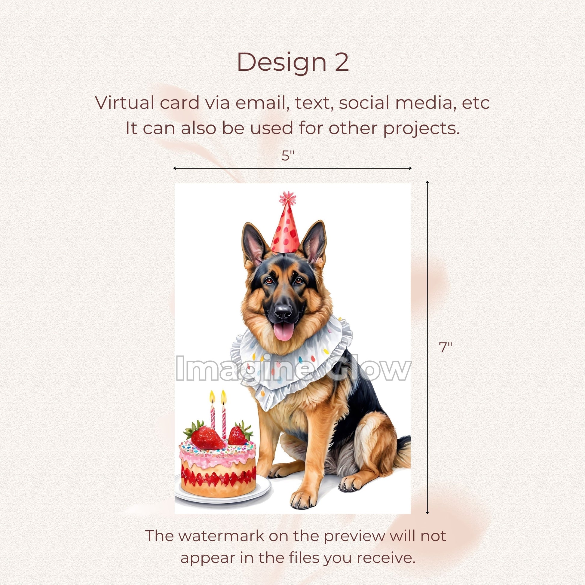 Printable German Shepherd birthday card for dog lovers.