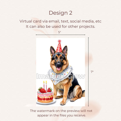Printable German Shepherd birthday card for dog lovers.