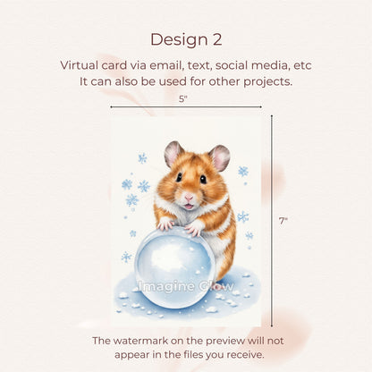 Printable Hamster Greeting Card for Winter Joy
