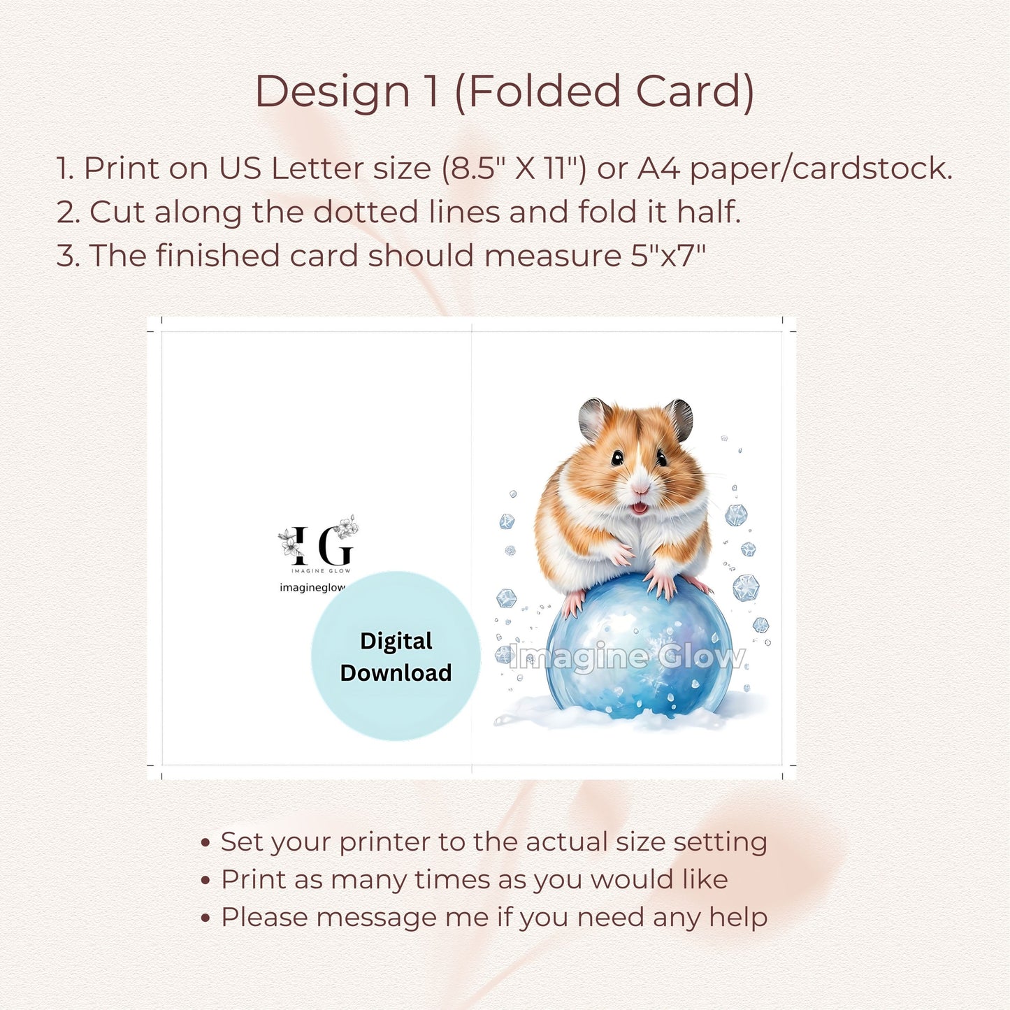 Printable Hamster Greeting Card for Winter Season