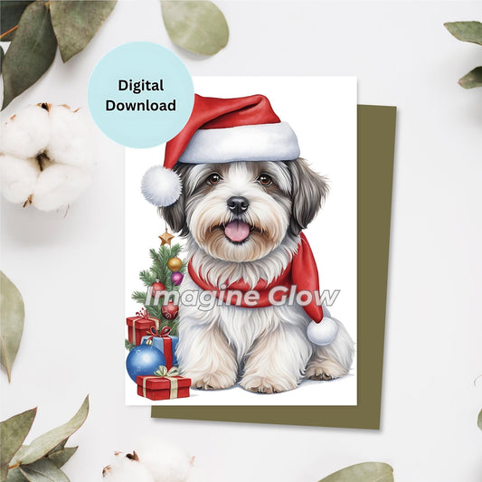 Printable Havanese Dog Christmas card for dog lovers.