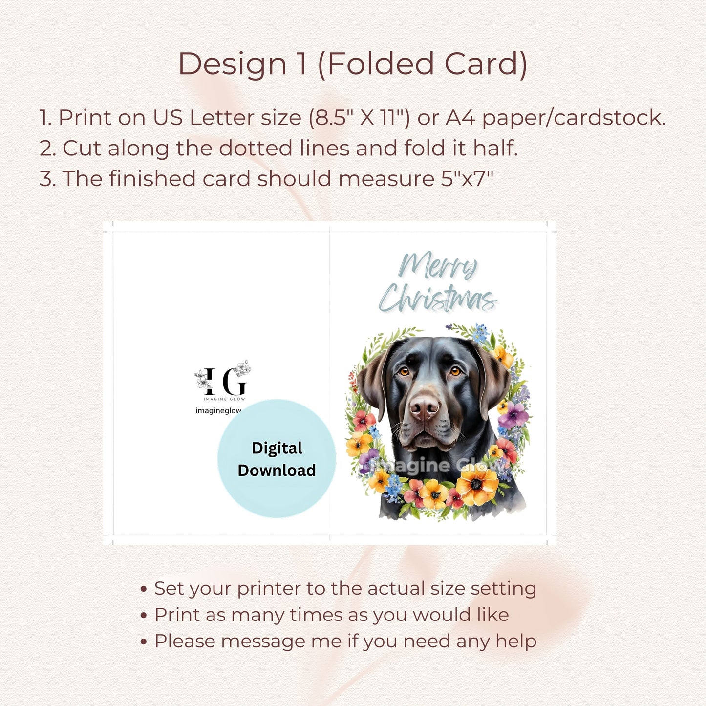 Printable Labrador Retriever Holiday Card for Pet Enthusiasts