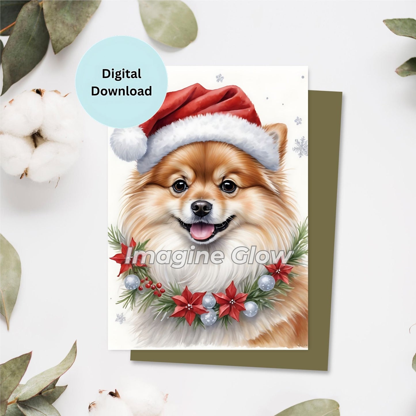 Printable Pomeranian Christmas Card for Dog Lovers