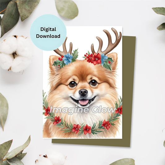 Printable Pomeranian Christmas Card for Dog Lovers