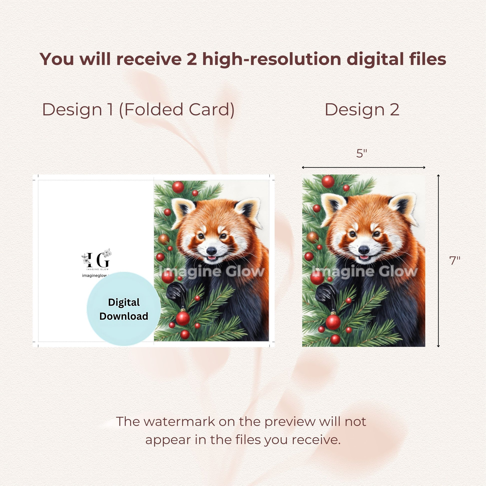 Printable Red Panda Christmas Card for Animal Lovers