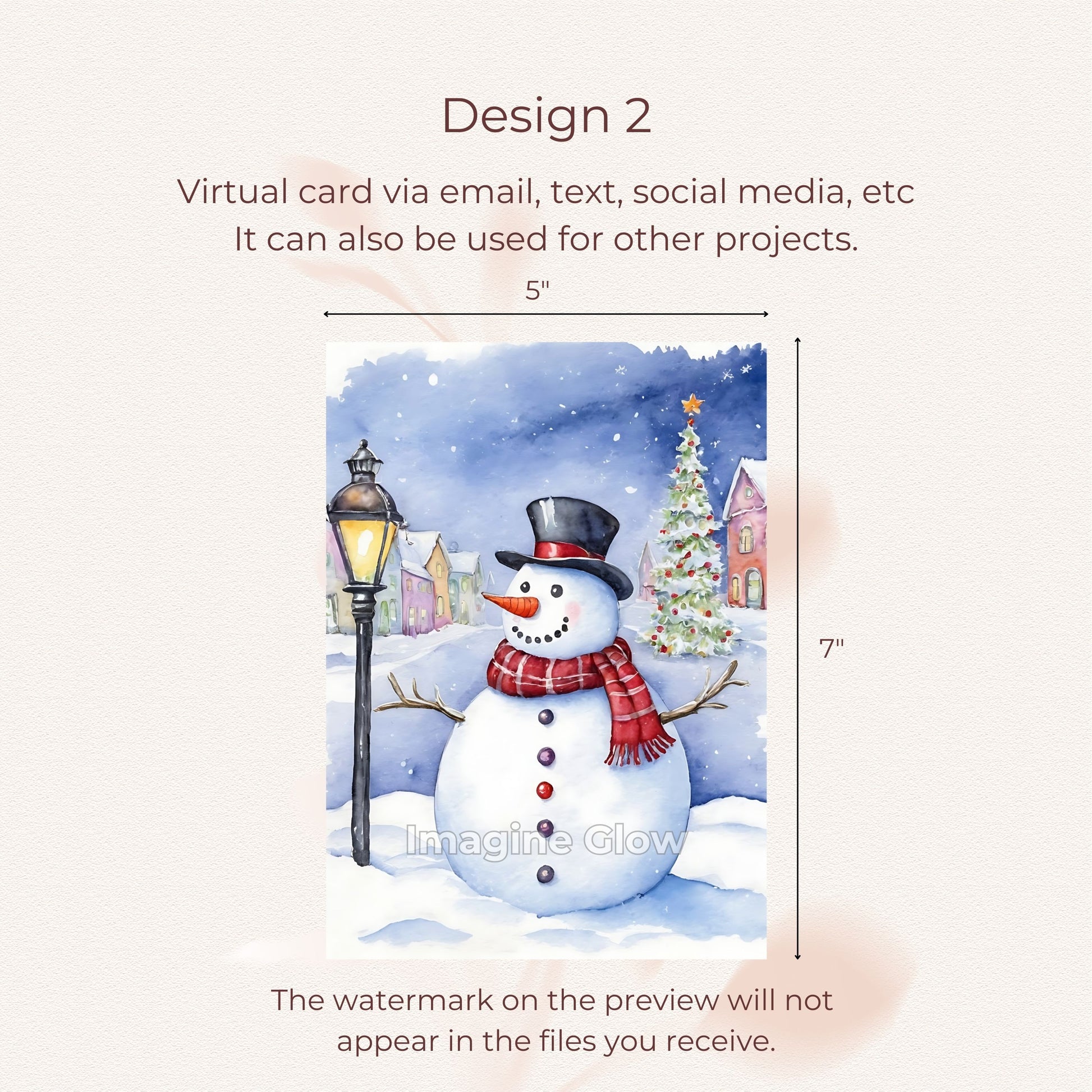 Printable Snowman Christmas Card Design