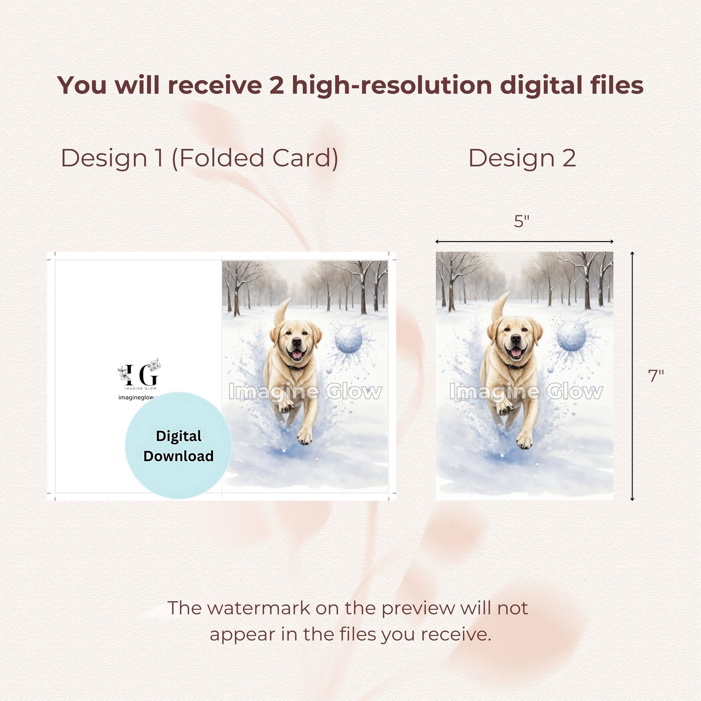 Printable Winter Dog Card - Retriever Design