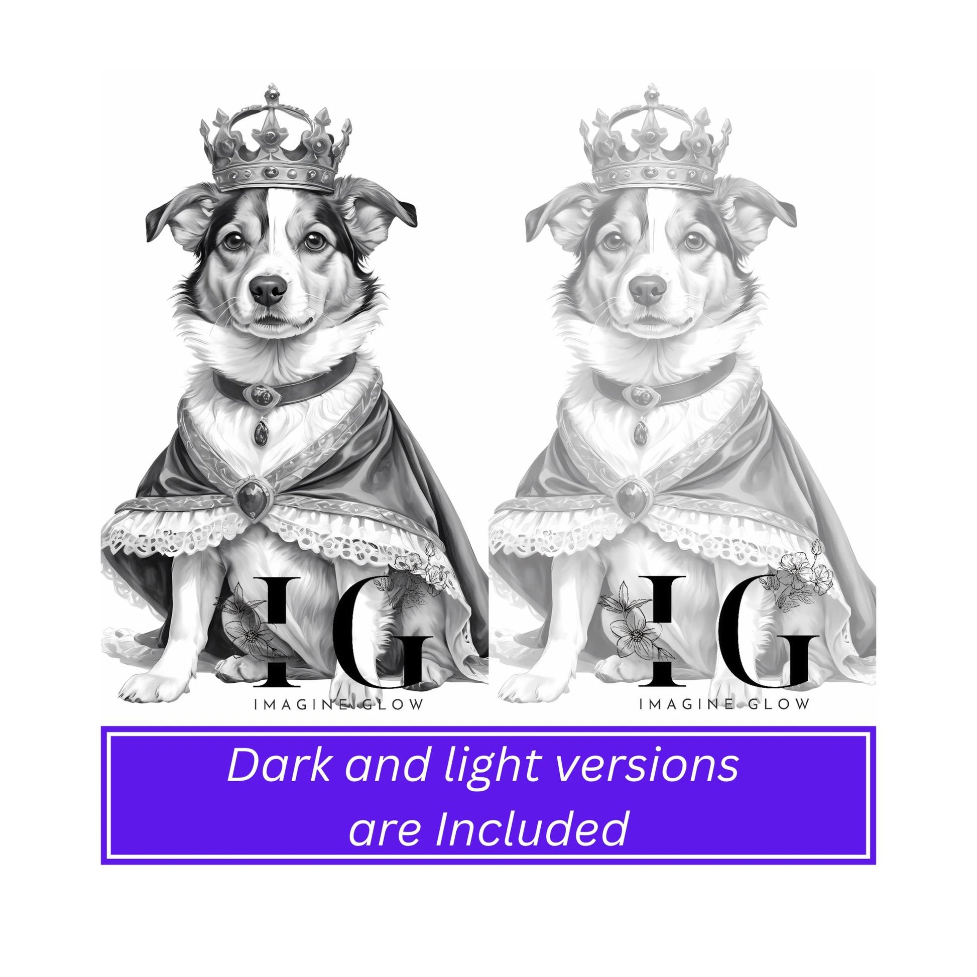 Printable coloring pages featuring 48 unique dog costumes for all ages