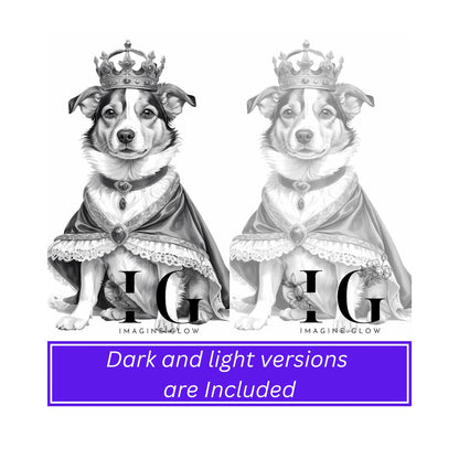 Printable coloring pages featuring 48 unique dog costumes for all ages