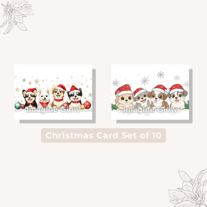 Printable pet holiday card set of 4 for festive occasions.