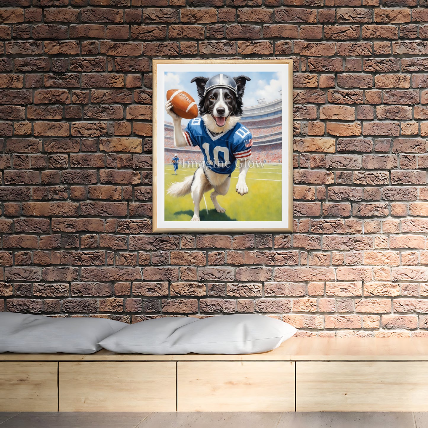 Football Art - Border Collie Dog Sport Decor