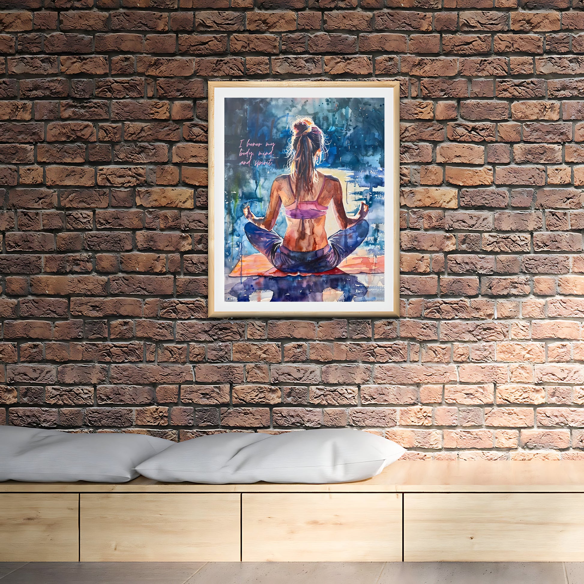 Yoga art print with love affirmations for mindful home spaces