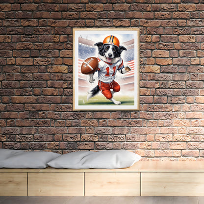 Funny Border Collie dog design featuring football for playful decor.