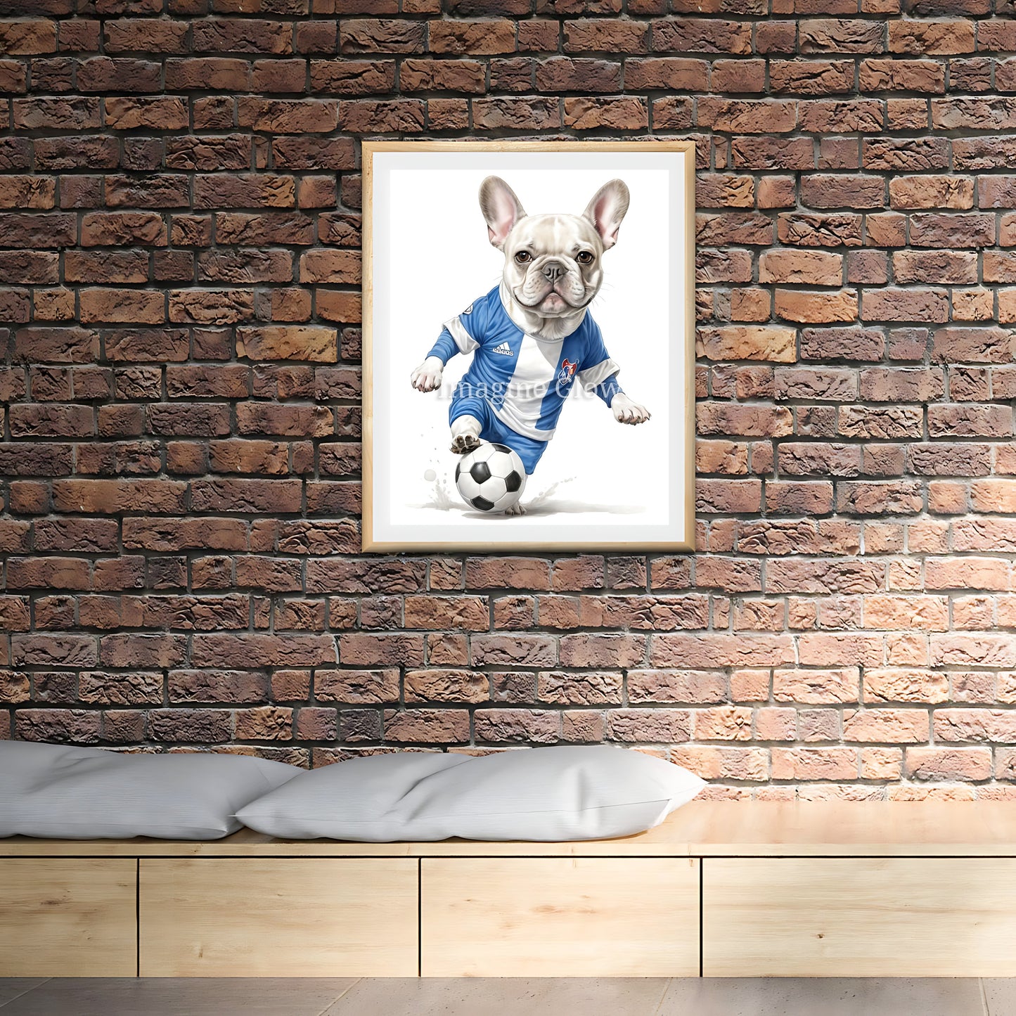 Bulldog soccer decor bringing a playful and humorous element to your space.