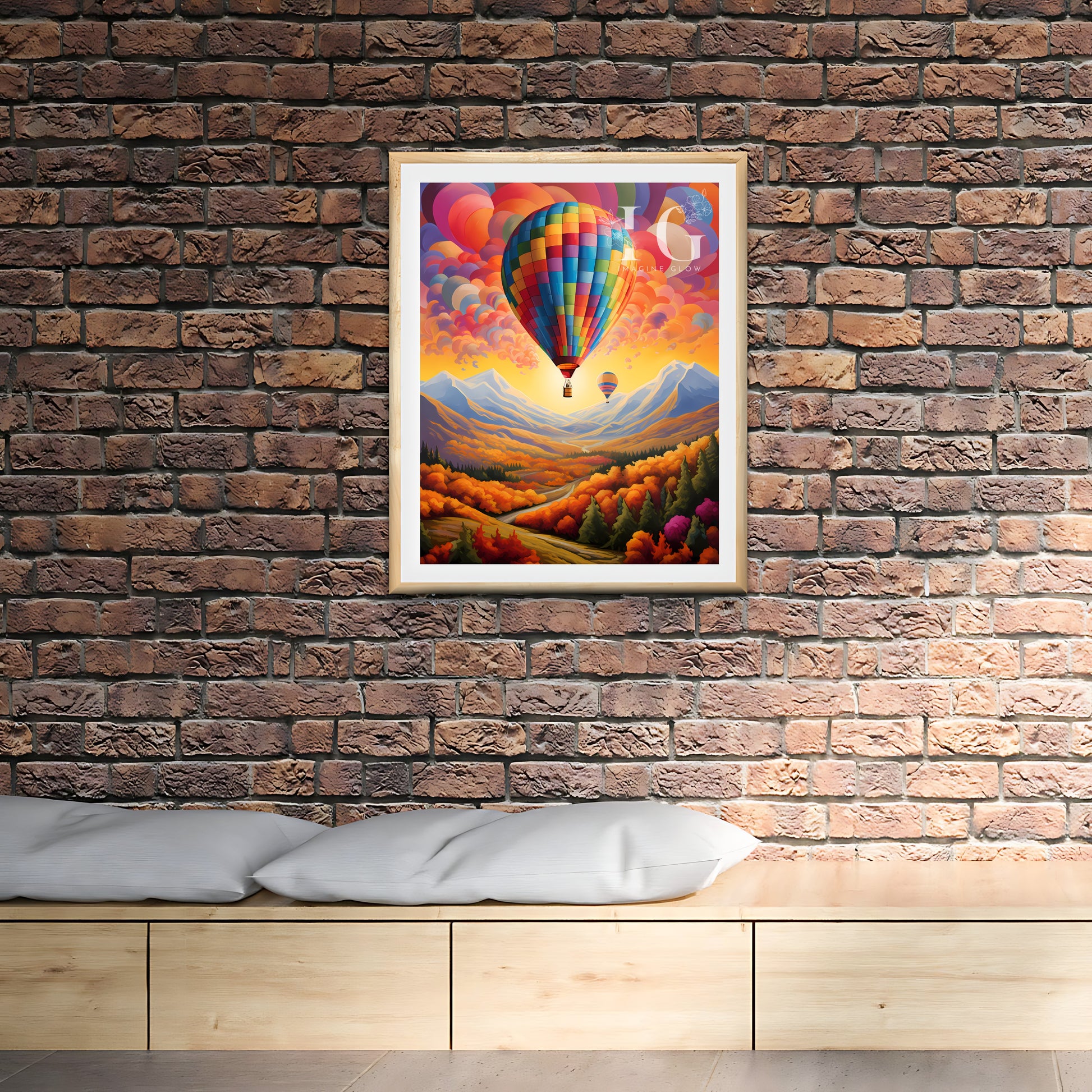 Colorful hot air balloon illustration enhancing home spaces