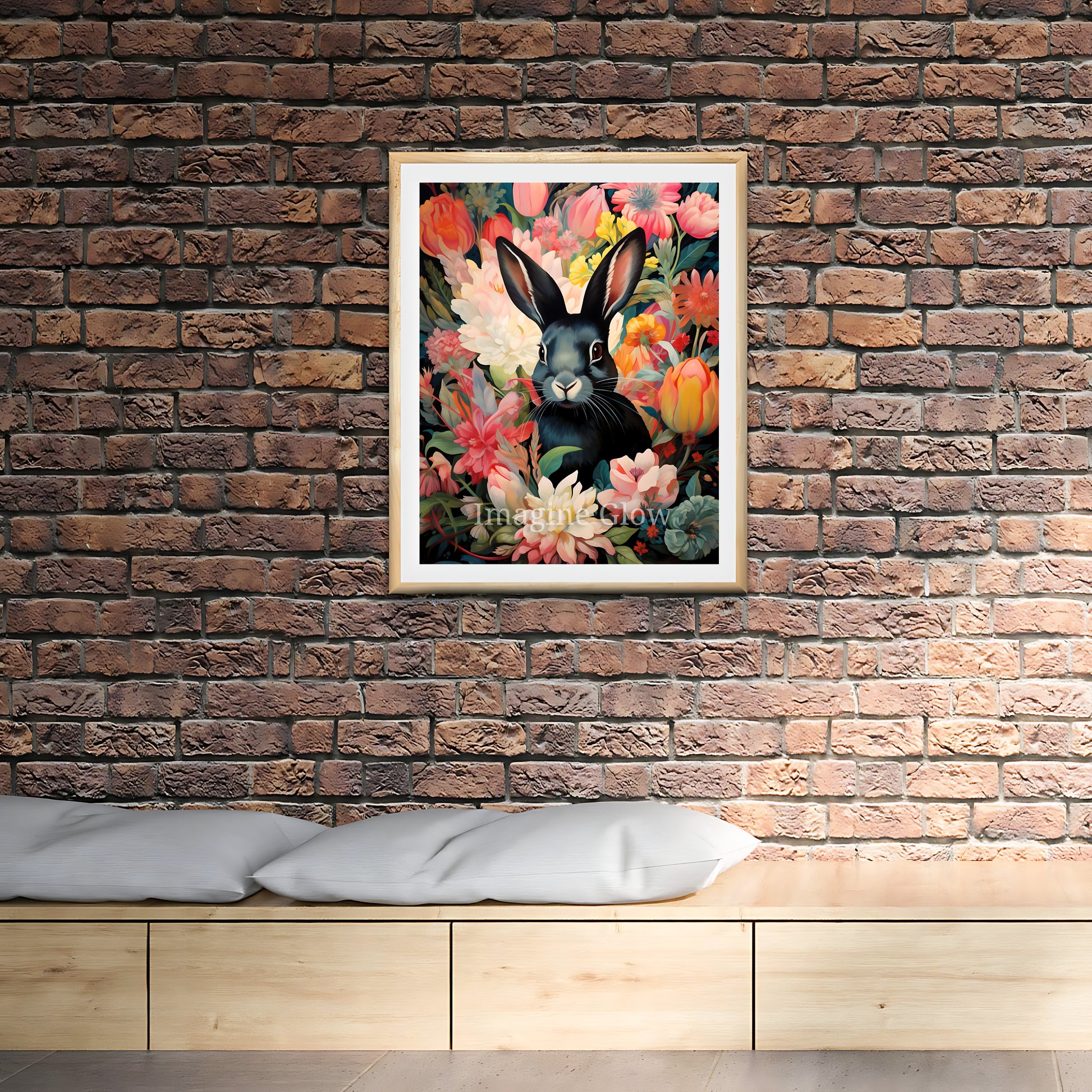 Cute Bunny design with floral elements, perfect for adding charm to your decor.