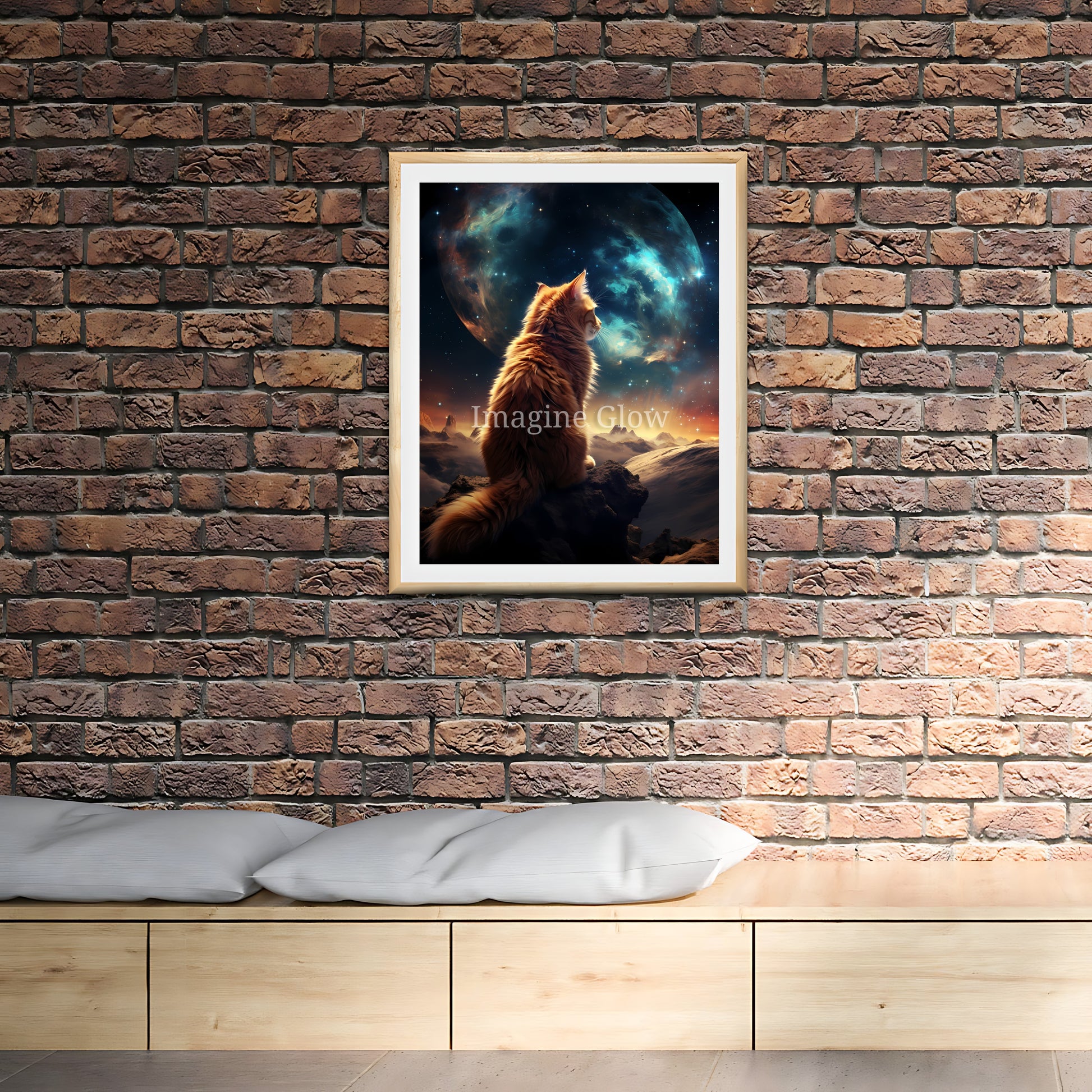 Cosmic-inspired cat art print for magical decor