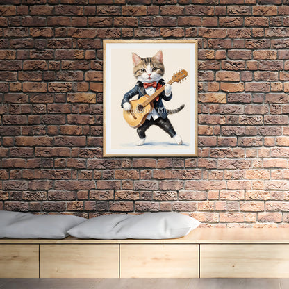 Cute creatures strumming guitars - wall decor