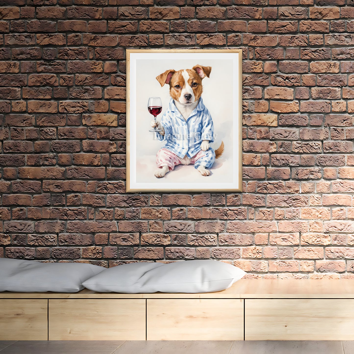 Funny dog wine art perfect for kitchen or bar wall decor