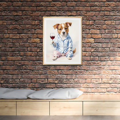 Funny dog wine art perfect for kitchen or bar wall decor