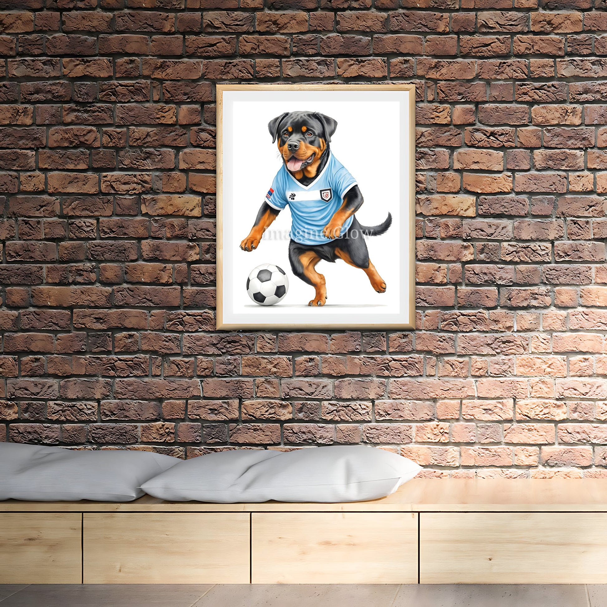 Cute Rottweiler soccer decor perfect for sports and dog lovers