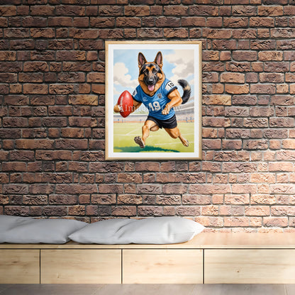 Football Art - German Shepherd Dog Sport Decor