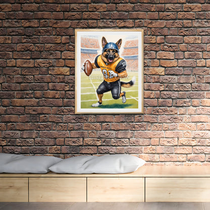 Football Art - German Shepherd Dog Sport Decor