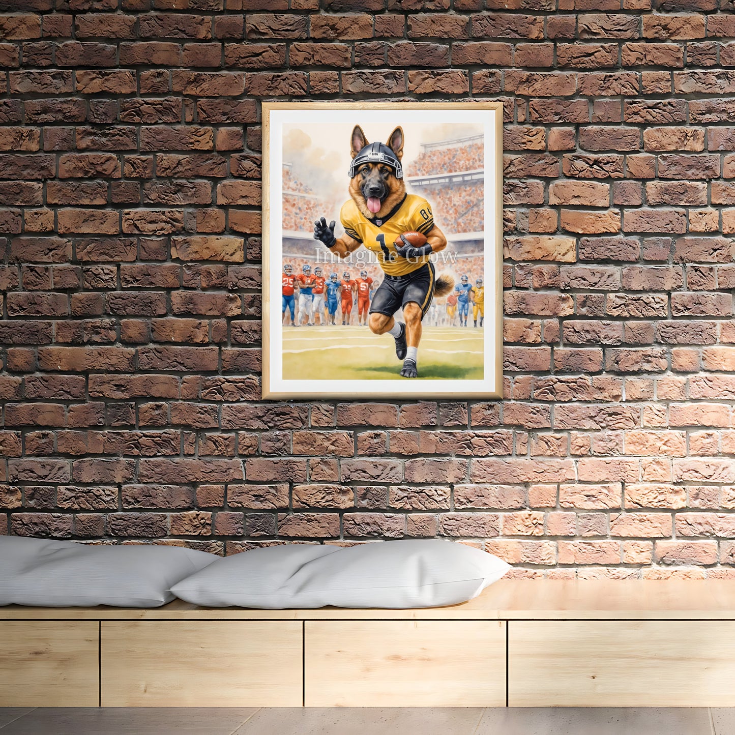 Football Art - German Shepherd Dog Sport Decor