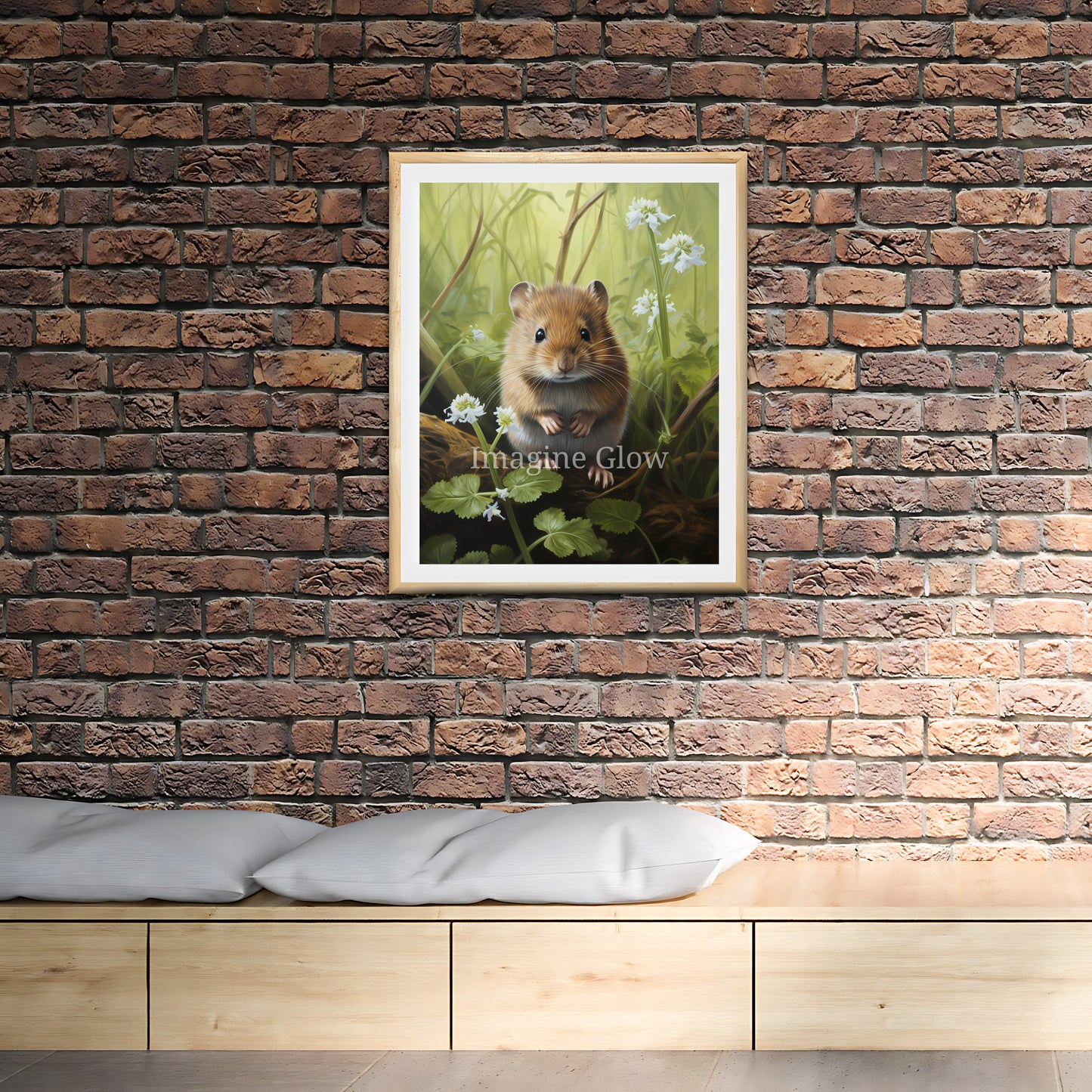 Cute hamster illustration for printable wall art.