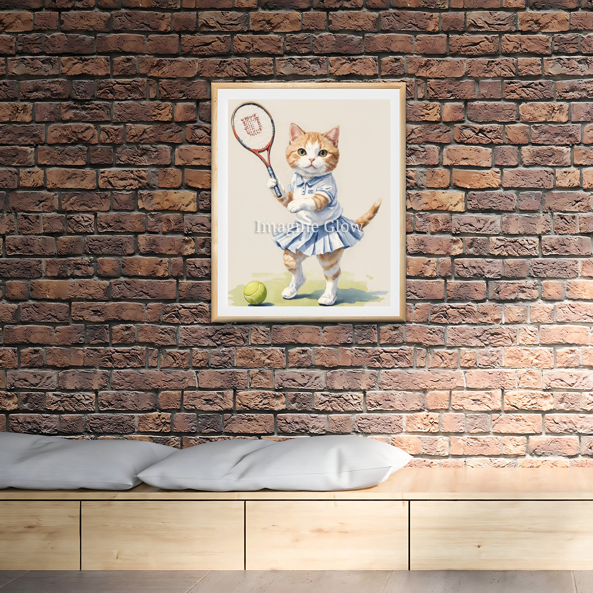 Printable Cat Tennis artwork with a humorous and lively design.