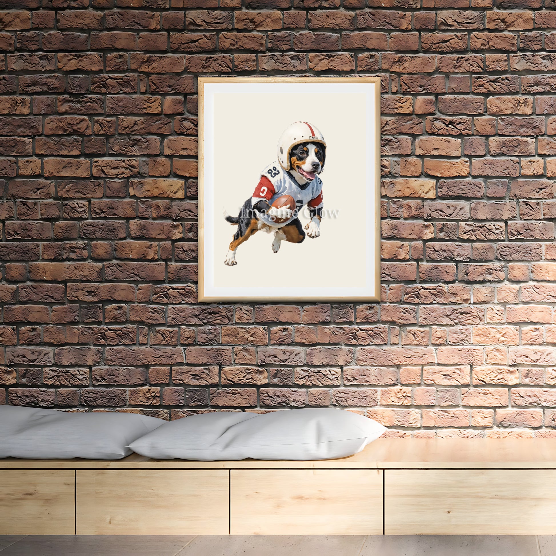 Funny dog football art perfect for sports lovers