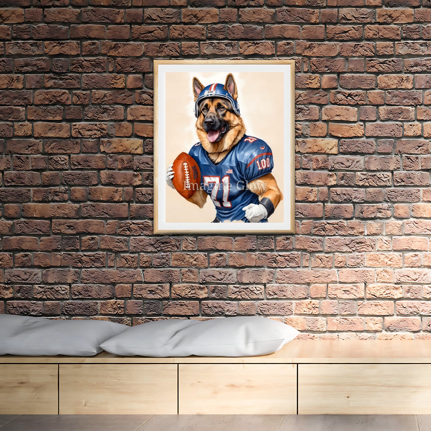 Football Art - German Shepherd Dog Sport Decor