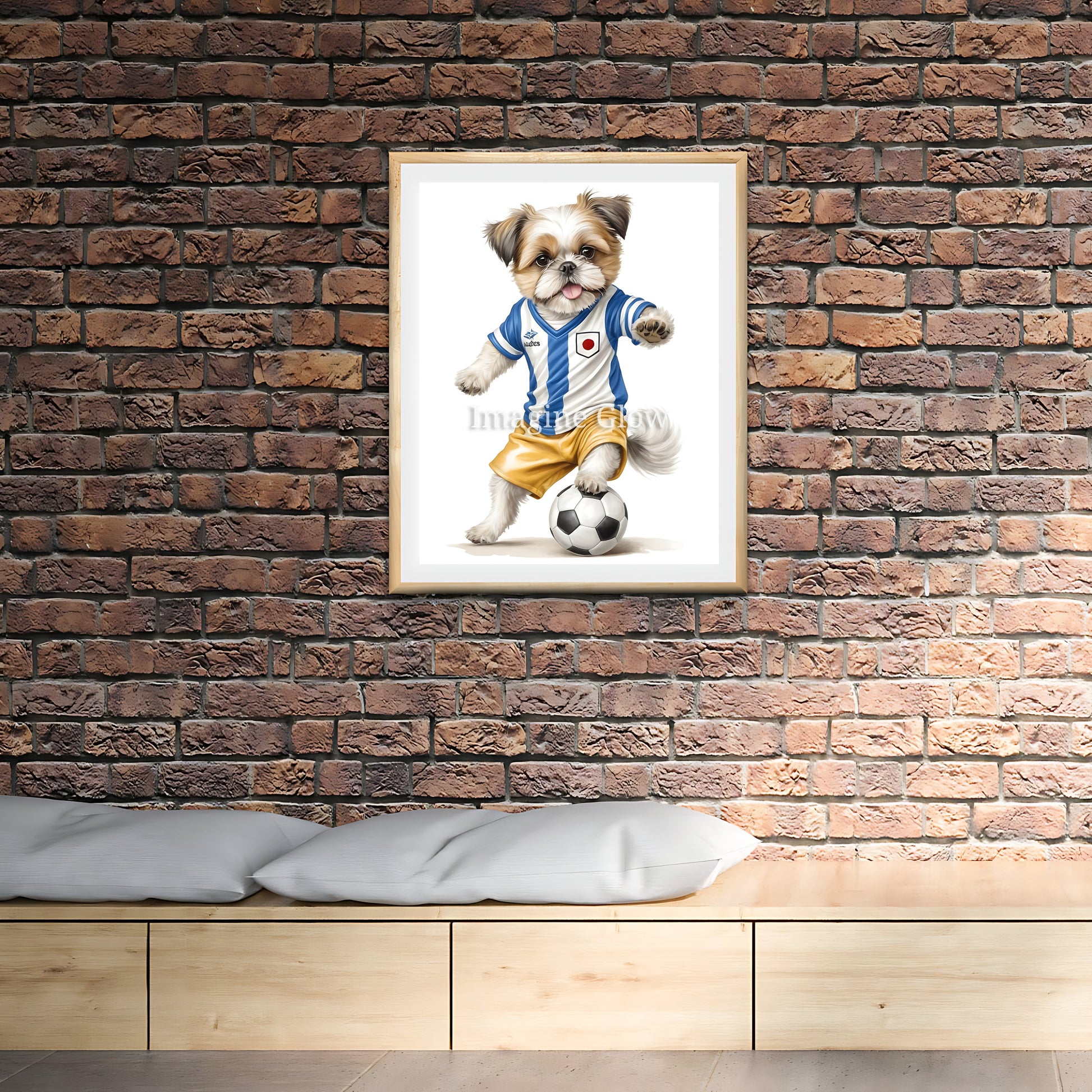 Cute Shih Tzu with a soccer ball - printable art