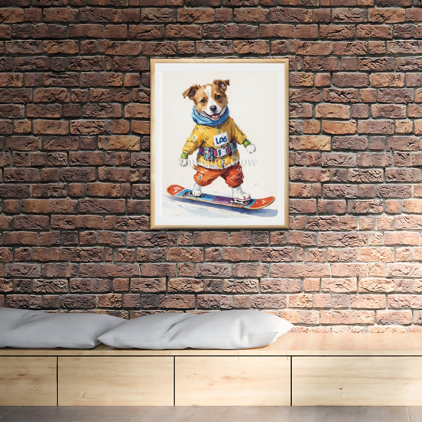 Funny dog snowboard art perfect for sports enthusiasts