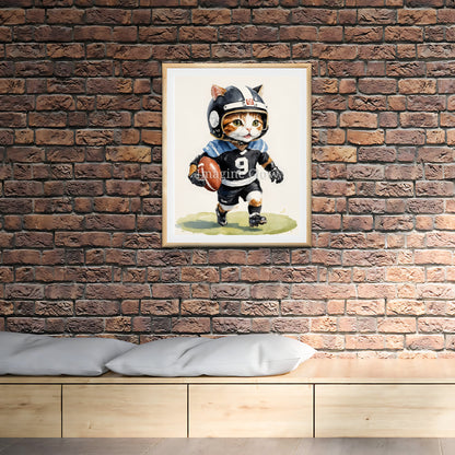 Printable Cat Football Art featuring a playful and amusing design.