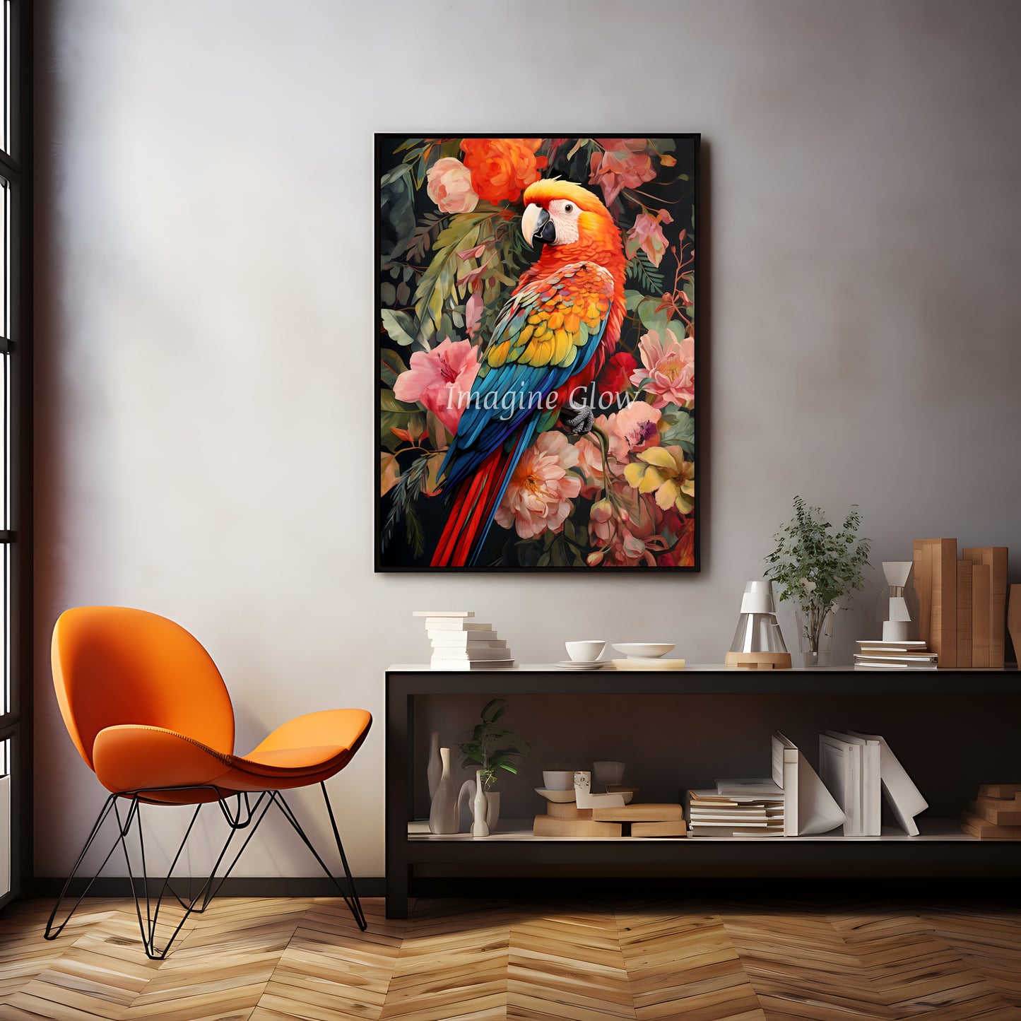 Exotic parrot wall art for nature-inspired decor