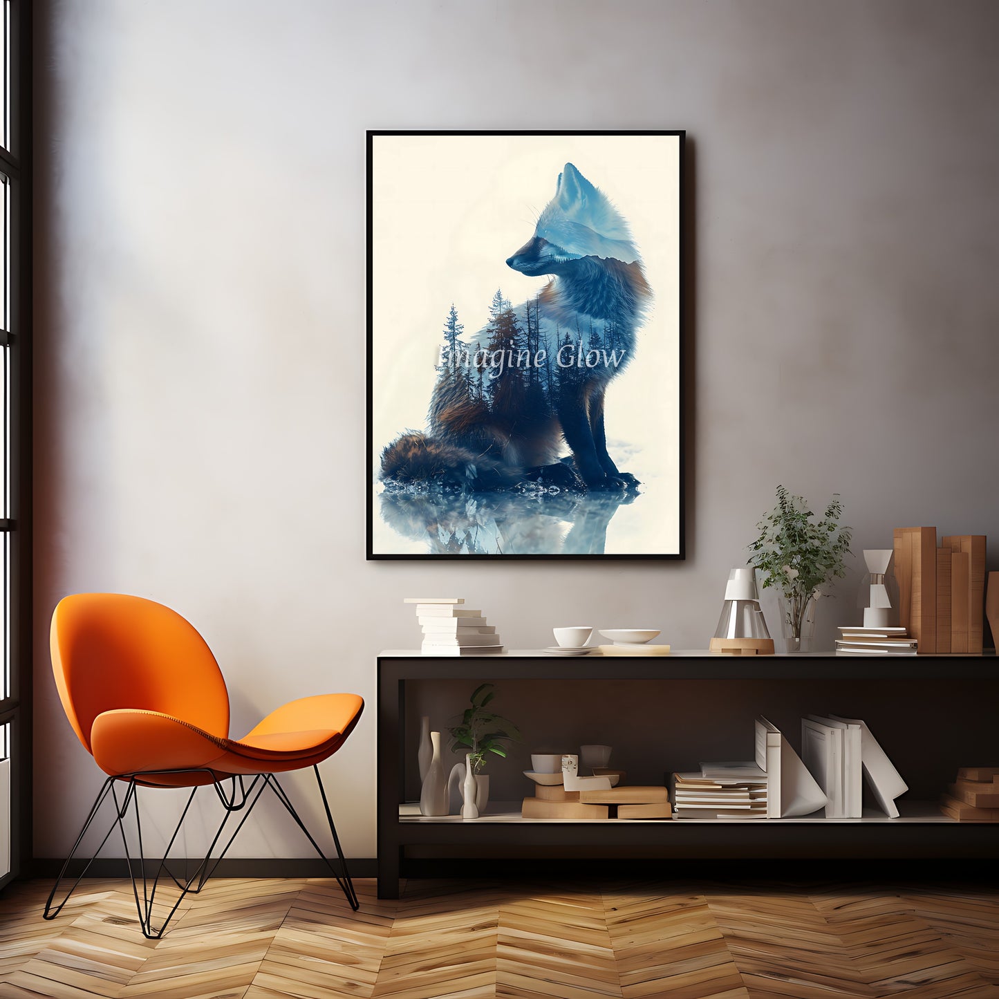 Elegant printable wall art combining wildlife and winter elements