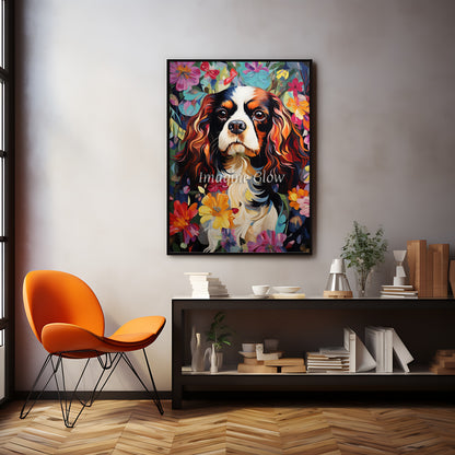 Charming animal wall art of a Cavalier King Charles Spaniel for home decor.