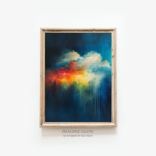 Rainbow Cloud Print for Dark Academia-inspired wall decor.