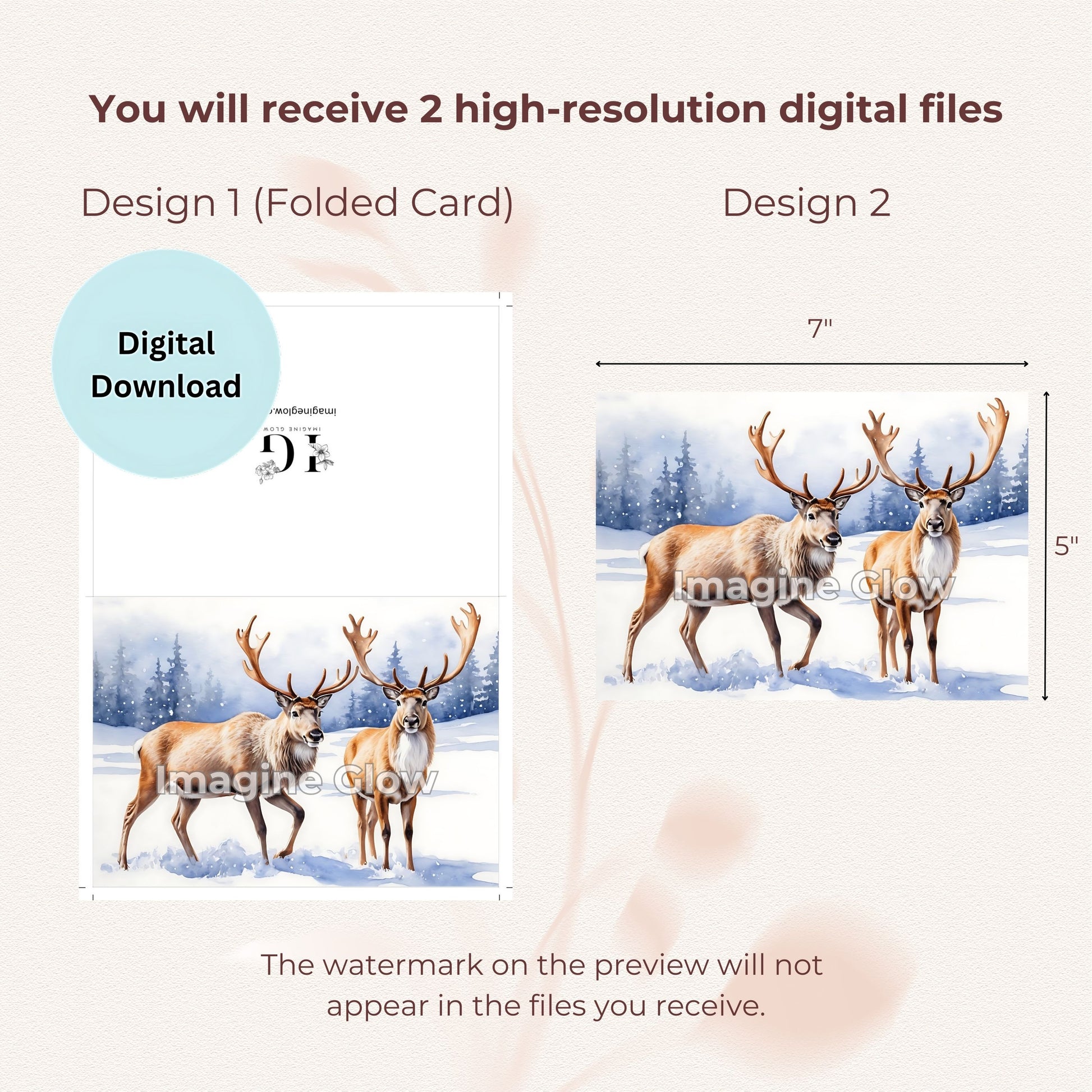 Reindeer Christmas Card Printable Design for Festive Season