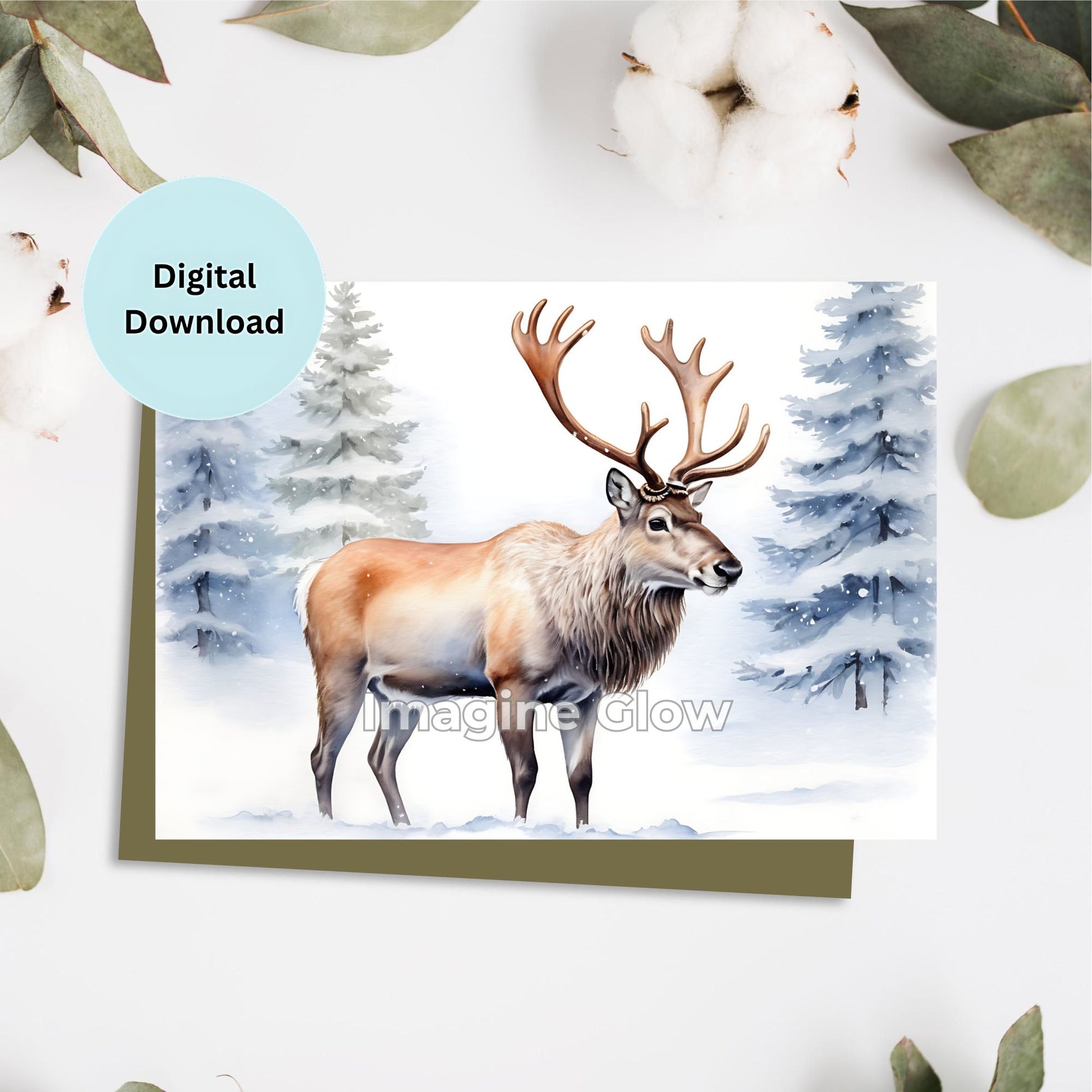 Reindeer Christmas Card Printable for Holiday Greetings